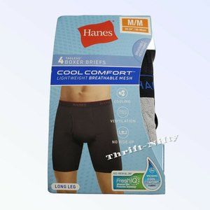 Hanes Cool Comfort 4 Tagless Boxer Briefs Size Medium 32/34 Fresh Wicking Long